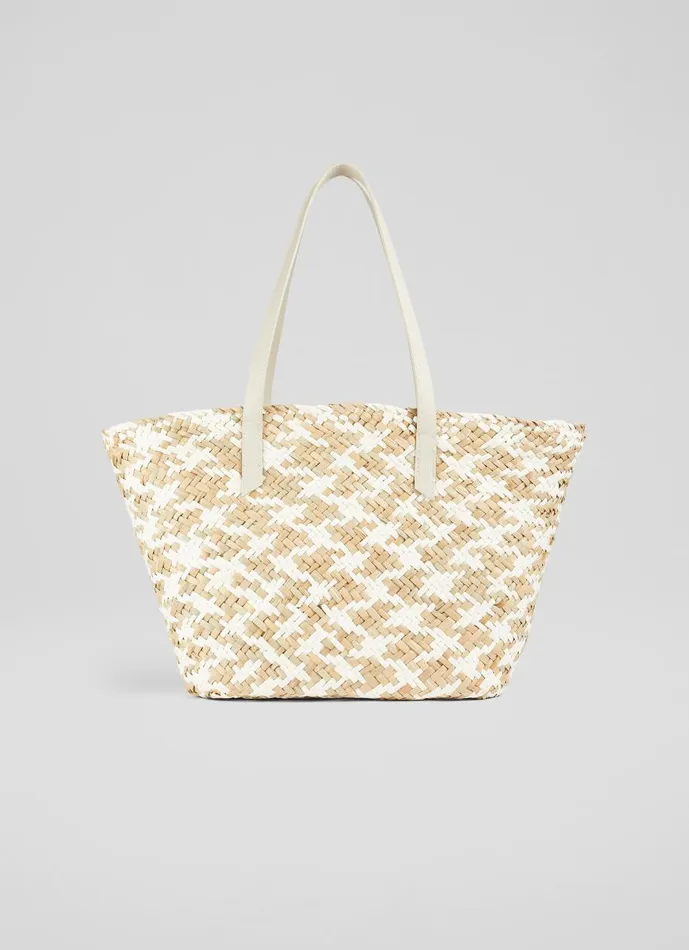Women Tote Bags LKBennett Sansa White And Natural Straw Basket Bag Women Tote Bags LKBennett Sansa White And Natural Straw Basket Bag