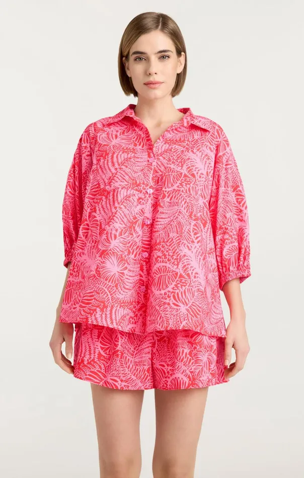 Women Tropical Inkblot Jacques Top Bisoububblegum Cinq Sept Coverups