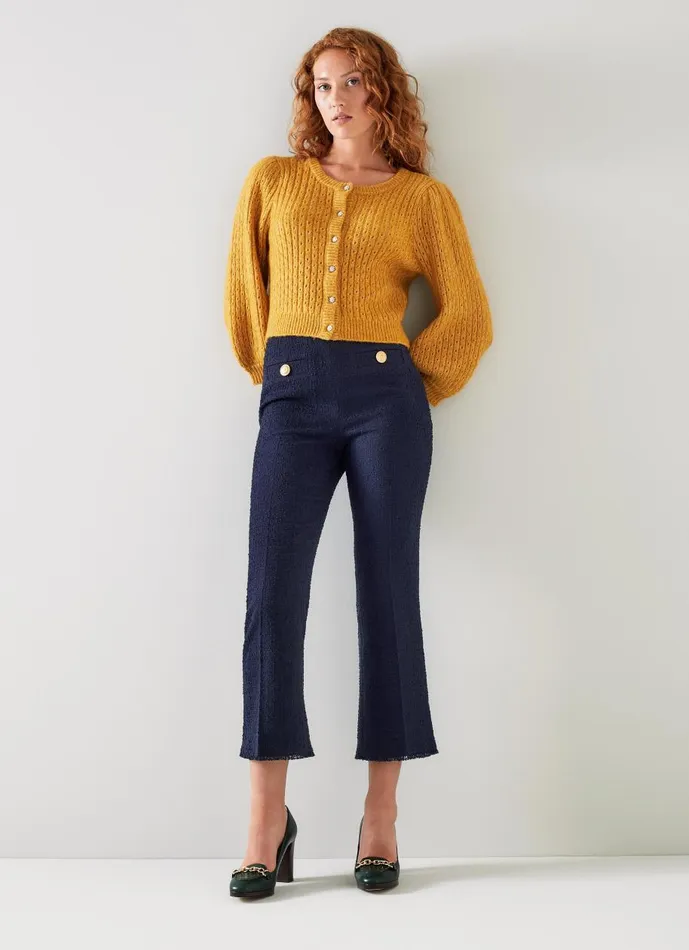 Women Trousers LKBennett Alexa Navy Recycled Cotton Italian Tweed Trousers Midnight Women Trousers LKBennett Alexa Navy Recycled Cotton Italian Tweed Trousers Midnight