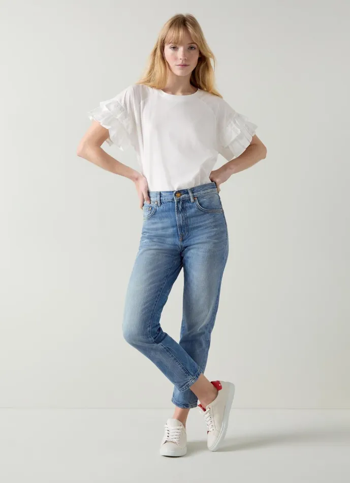 Women Trousers LKBennett Fara Mid Indigo Denim Cropped Jeans Indigo