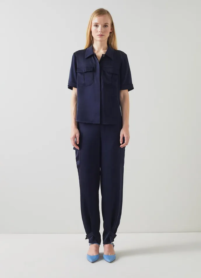 Women Trousers LKBennett Luna Navy Viscose UtilityStyle Trousers Midnight Women Trousers LKBennett Luna Navy Viscose UtilityStyle Trousers Midnight