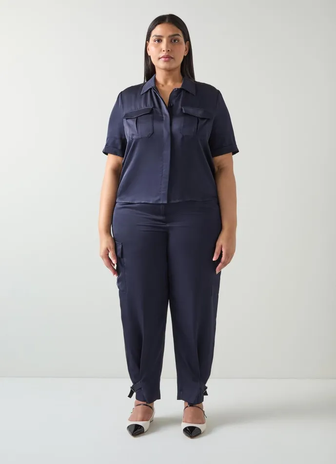 Women Trousers LKBennett Luna Navy Viscose UtilityStyle Trousers Midnight Women Trousers LKBennett Luna Navy Viscose UtilityStyle Trousers Midnight