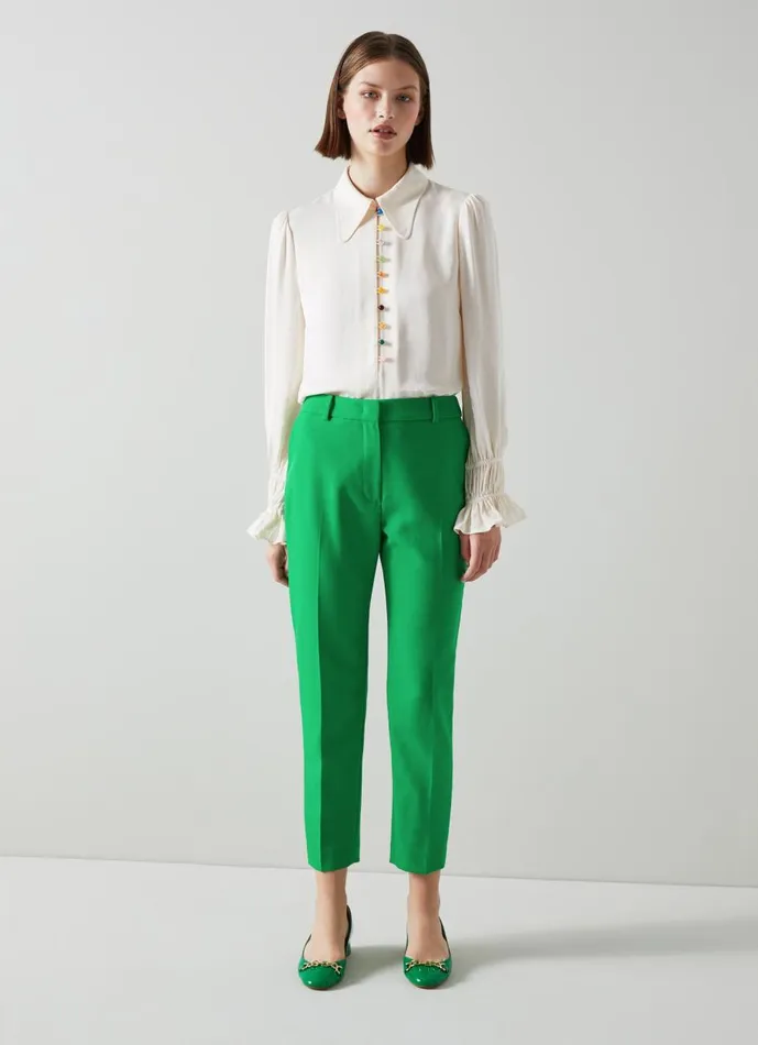 Women Trousers LKBennett Mariner Green Cigarette Trousers Fern Green