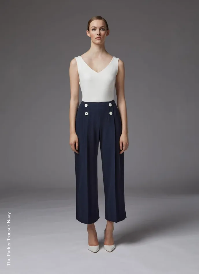 Women Trousers LKBennett Parker Navy Recycled Crepe Wide Leg Trousers Midnight Women Trousers LKBennett Parker Navy Recycled Crepe Wide Leg Trousers Midnight