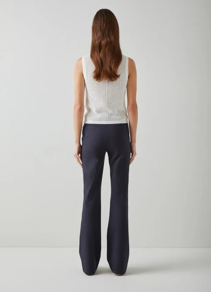 Women Trousers LKBennett Susie Navy CottonBlend Flared Trousers Navy