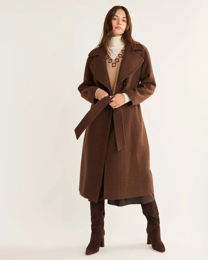 Women UPTOWN LONG WOOL COAT Browncharcoal Herringbone Pendleton Jackets and Coats Women UPTOWN LONG WOOL COAT Browncharcoal Herringbone Pendleton Jackets and Coats