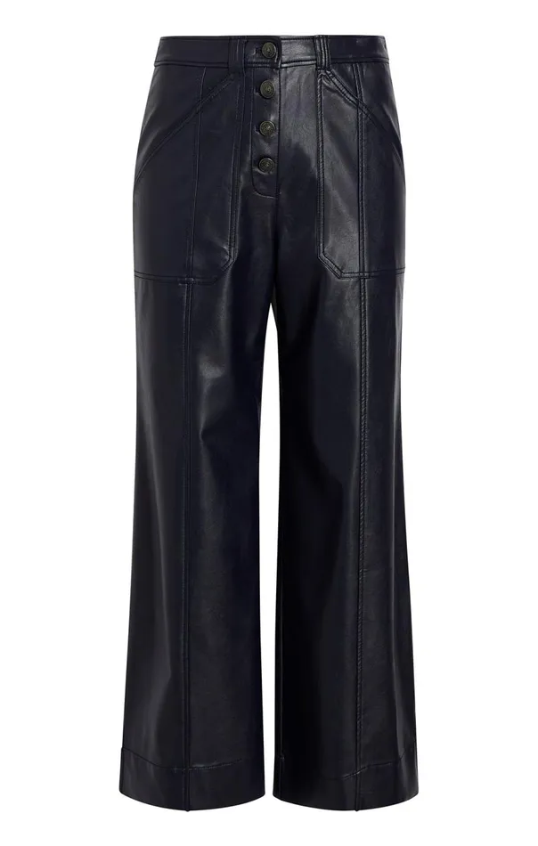 Women Vegan Leather Benji Pant Navy Cinq Sept Pants
