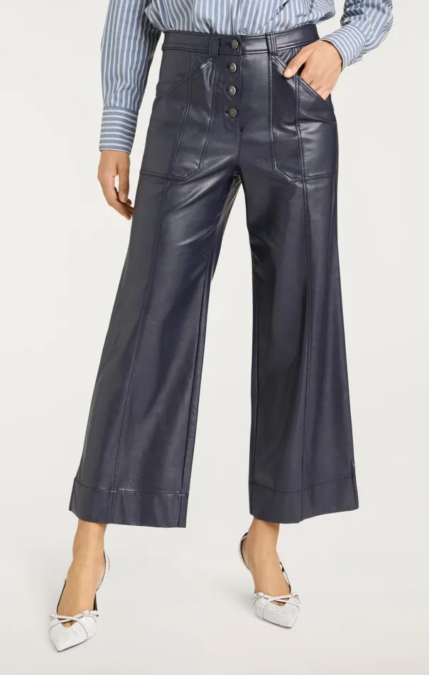 Women Vegan Leather Benji Pant Navy Cinq Sept Pants
