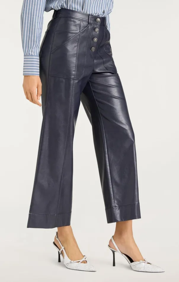 Women Vegan Leather Benji Pant Navy Cinq Sept Pants