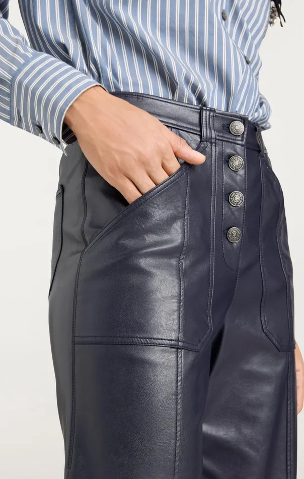 Women Vegan Leather Benji Pant Navy Cinq Sept Pants