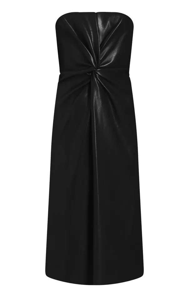 Women Vegan Leather Strapless Mckenna Dress Black Cinq Sept Midi