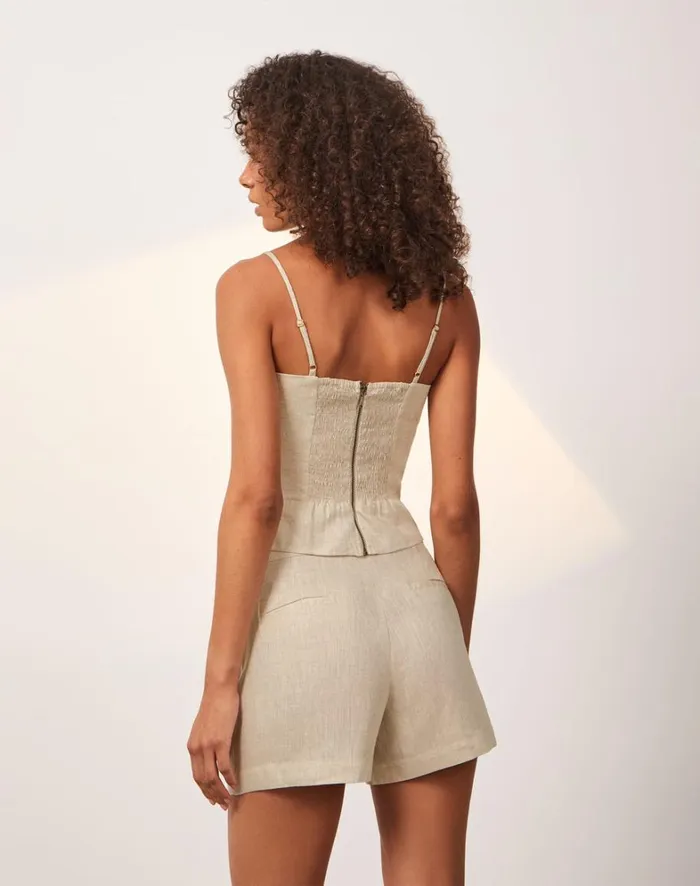Women ViX Paula Hermanny Bottoms Giu Tailored Shorts 8211 Natural