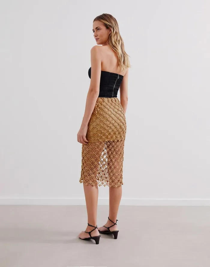 Women ViX Paula Hermanny Bottoms Kim Midi Skirt 8211 Walnut