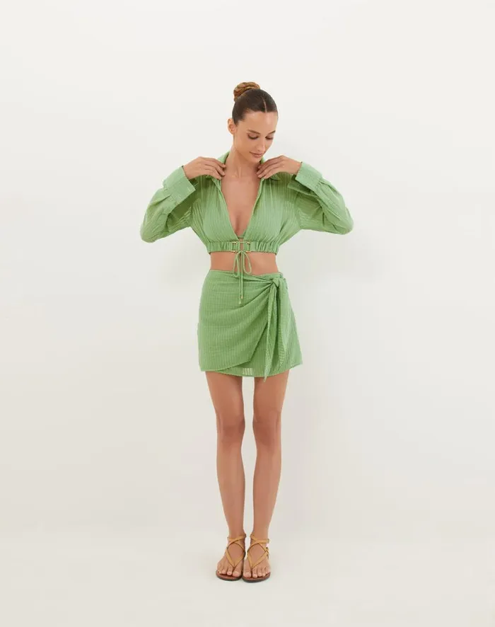 Women ViX Paula Hermanny Bottoms Kim Mini Skirt 8211 Aloe