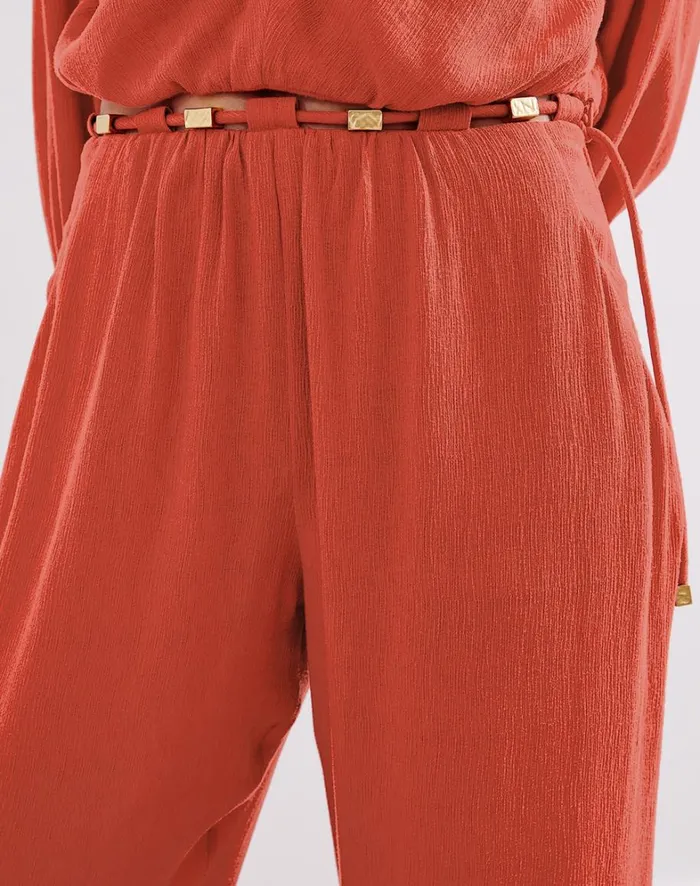 Women ViX Paula Hermanny Bottoms Miko Detail Pants 8211 Brick