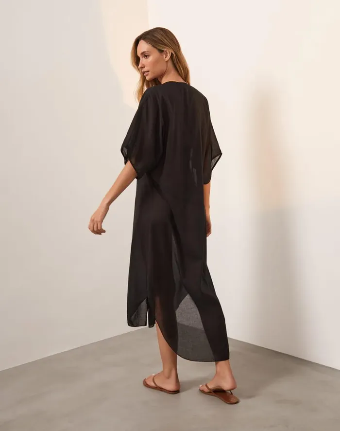 Women ViX Paula Hermanny Cover Ups Braid Long Caftan 8211 Black