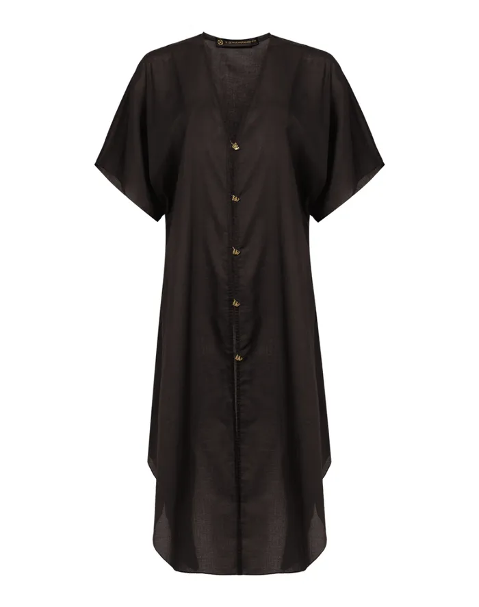 Women ViX Paula Hermanny Cover Ups Braid Long Caftan 8211 Black