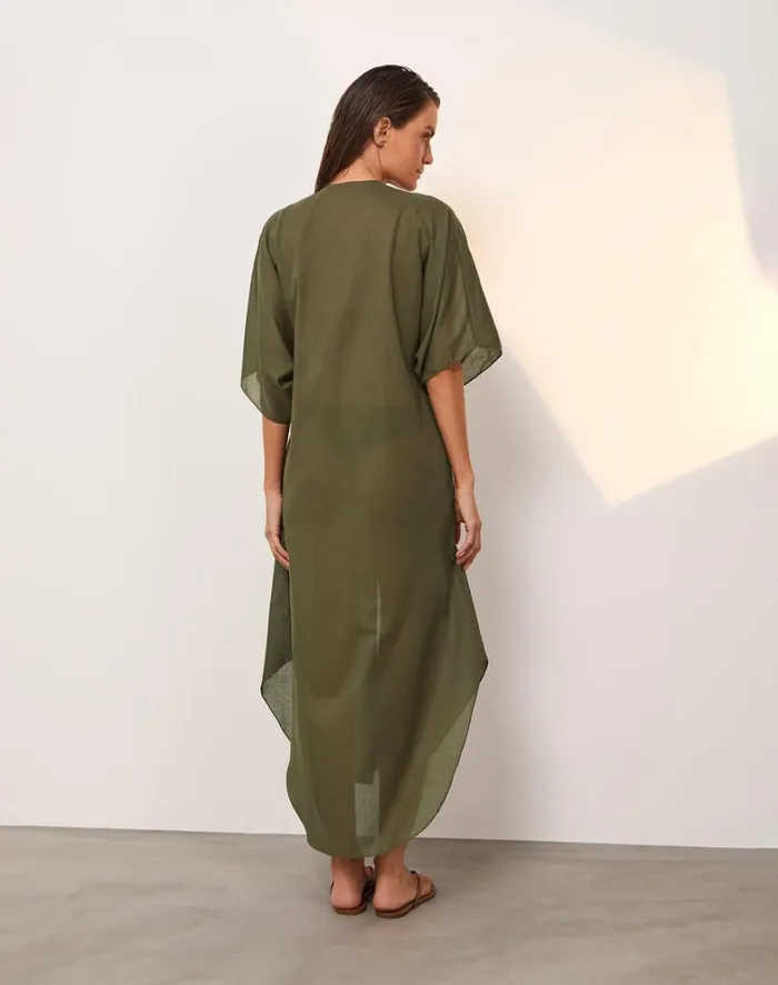 Women ViX Paula Hermanny Cover Ups Braid Long Caftan 8211 Evergreen