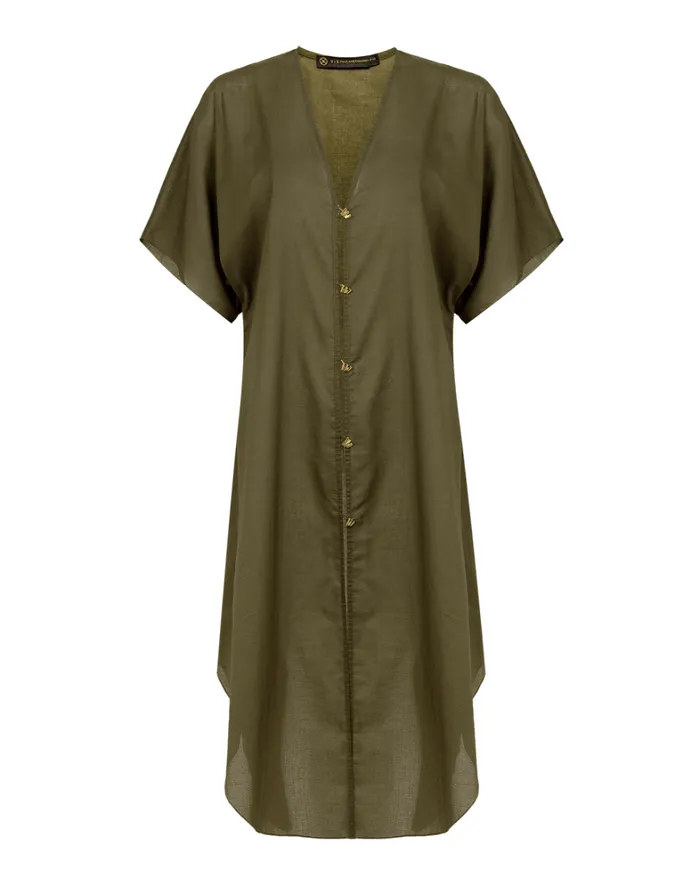 Women ViX Paula Hermanny Cover Ups Braid Long Caftan 8211 Evergreen