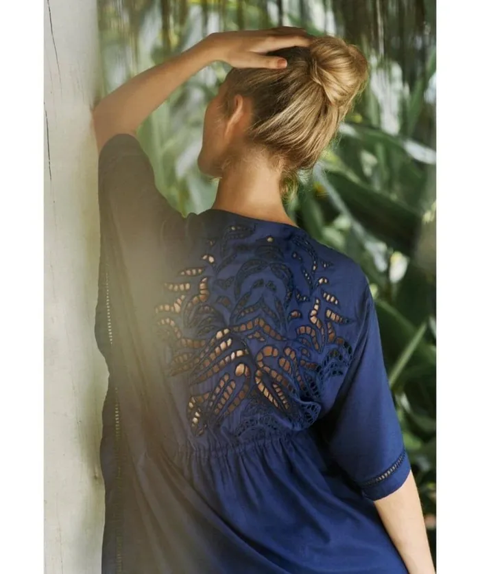 Women ViX Paula Hermanny Cover Ups Embroidery Kimono 8211 Indigo