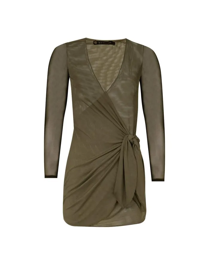 Women ViX Paula Hermanny Cover Ups Emily Long Sleeve Short Cover Up 8211 Evergreen