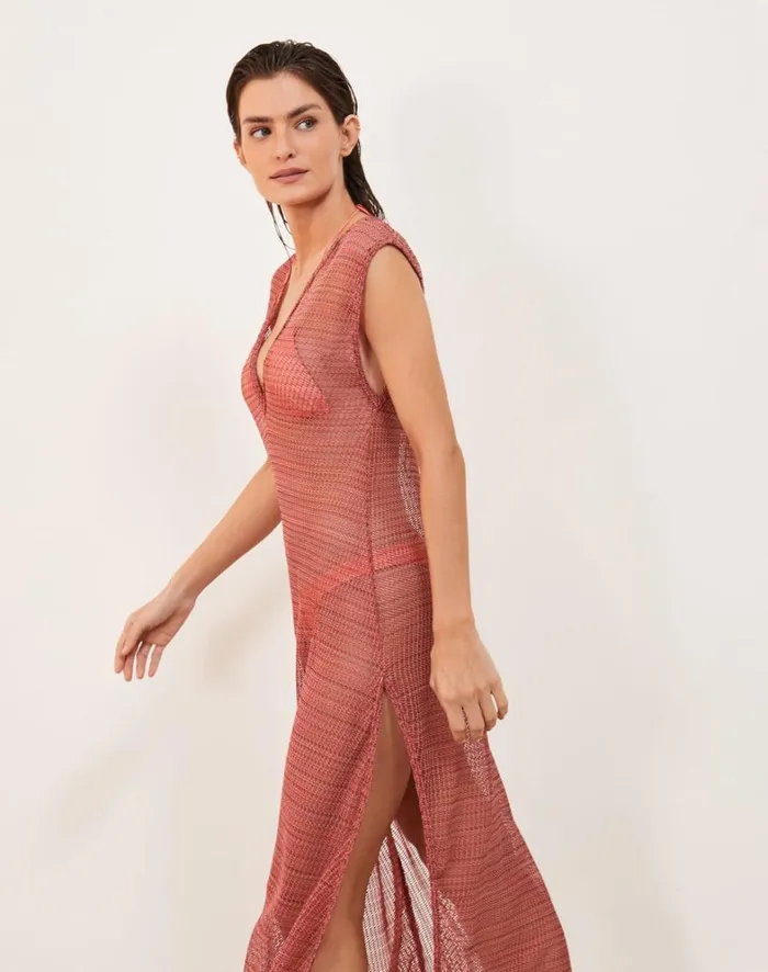 Women ViX Paula Hermanny Cover Ups Kimmy Long Cover Up 8211 Peach