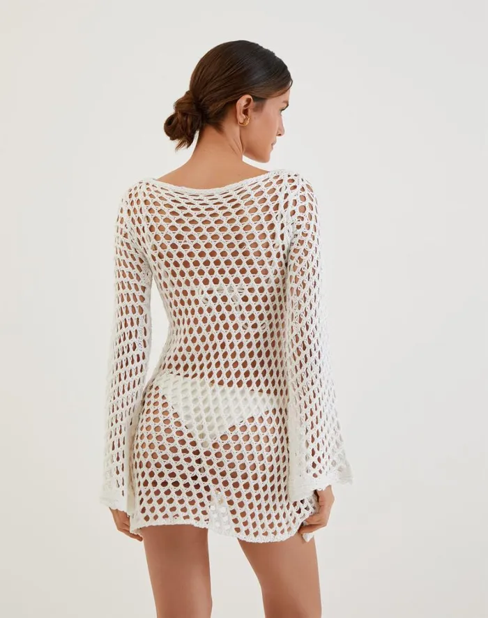 Women ViX Paula Hermanny Cover Ups Knit Belle Short Cover Up 8211 Off White