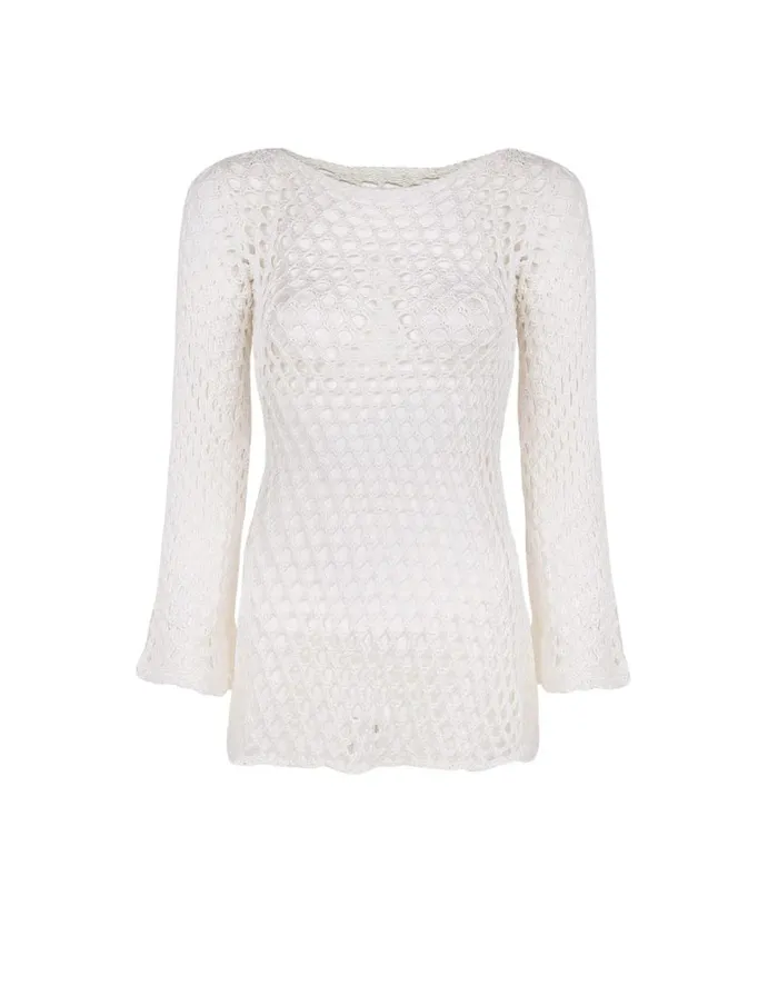 Women ViX Paula Hermanny Cover Ups Knit Belle Short Cover Up 8211 Off White