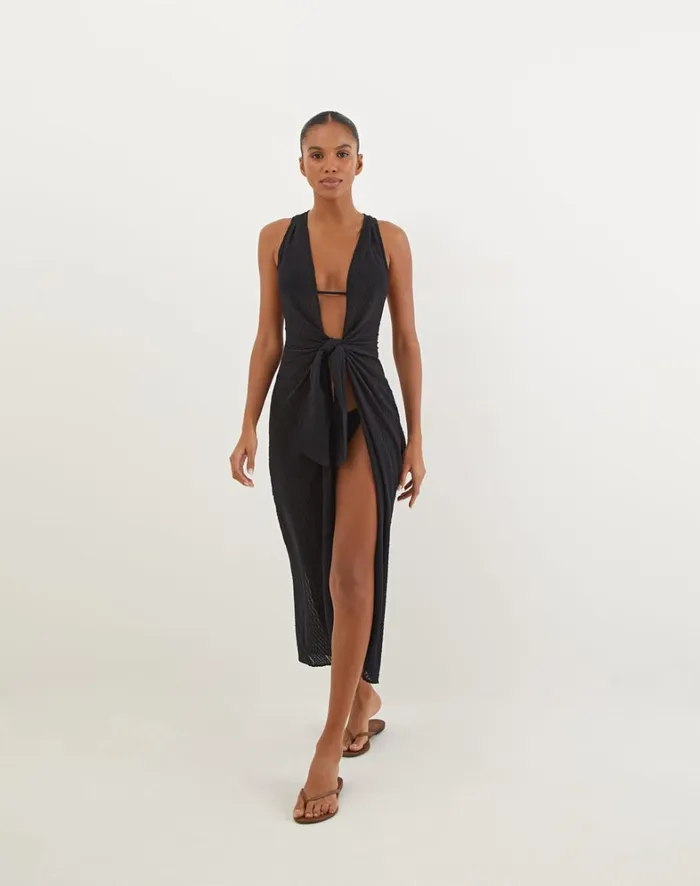 Women ViX Paula Hermanny Cover Ups Mita Long Cover Up 8211 Black