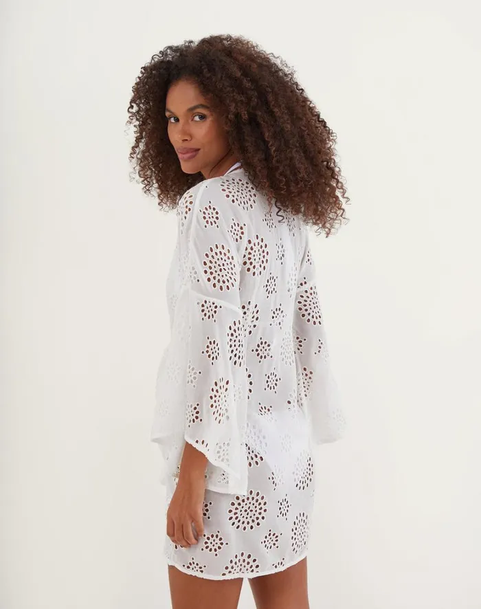 Women ViX Paula Hermanny Cover Ups Perola Knot Short Cover Up 8211 Off White