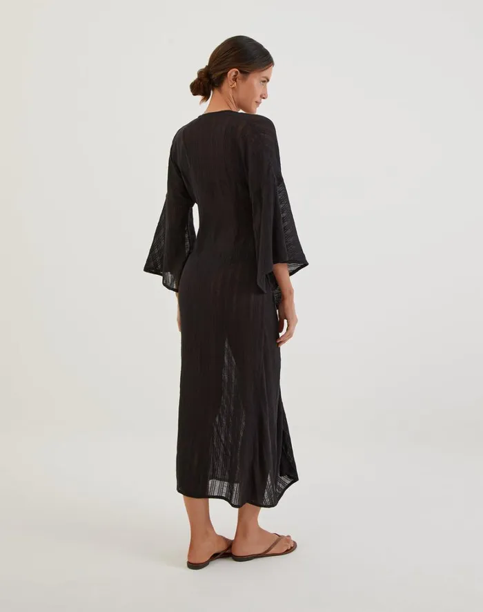 Women ViX Paula Hermanny Cover Ups Perola Long Caftan 8211 Black