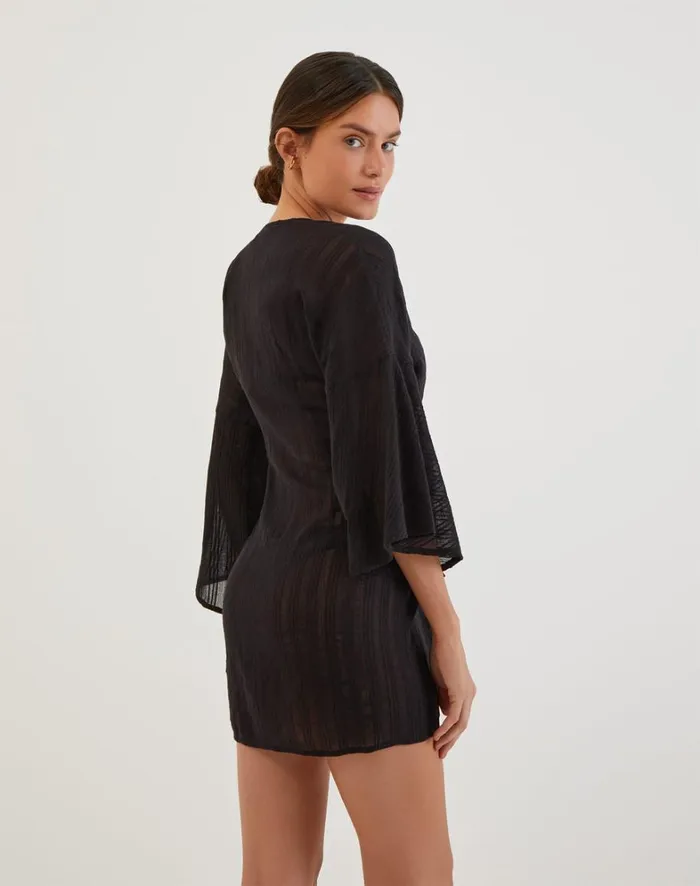 Women ViX Paula Hermanny Cover Ups Perola Short Cover Up 8211 Black