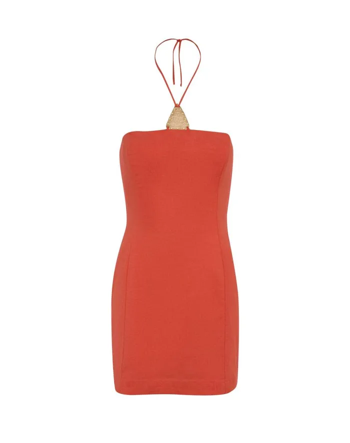 Women ViX Paula Hermanny Dresses Amora Detail Short Dress 8211 Tomato