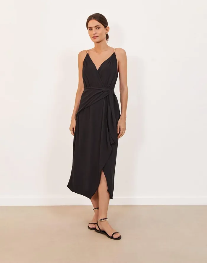 Women ViX Paula Hermanny Dresses Carly Detail Midi Dress 8211 Black