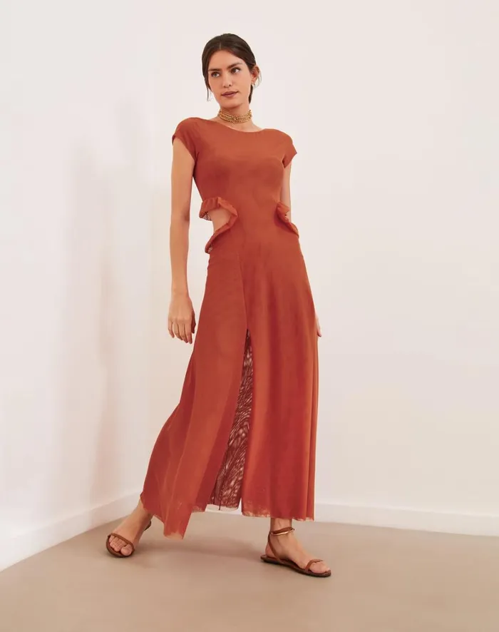 Women ViX Paula Hermanny Dresses Evie Long Dress 8211 Grapefruit
