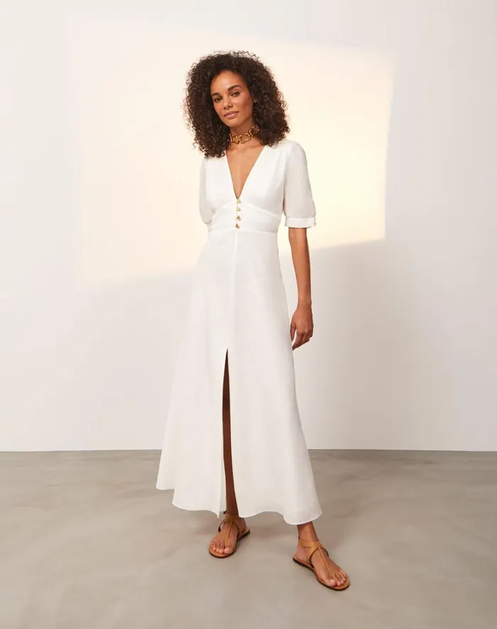 Women ViX Paula Hermanny Dresses Irida Detail Midi Dress 8211 Off White