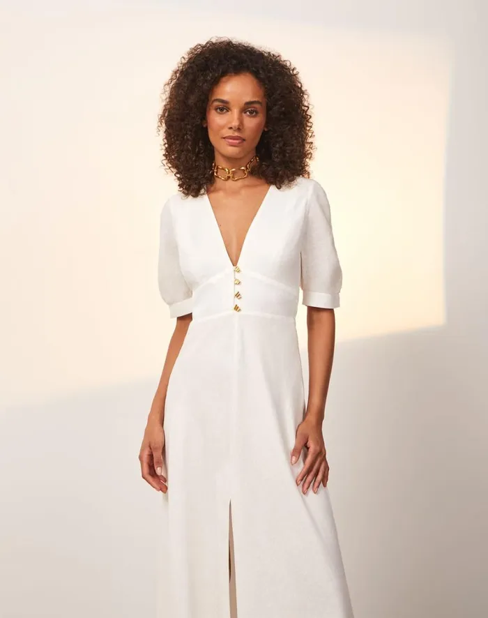 Women ViX Paula Hermanny Dresses Irida Detail Midi Dress 8211 Off White