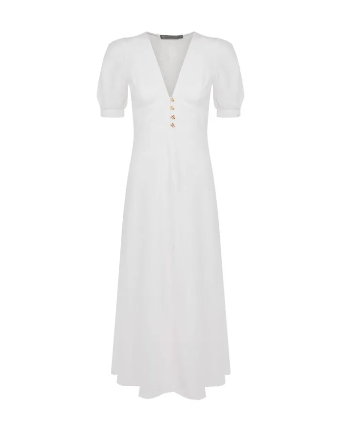 Women ViX Paula Hermanny Dresses Irida Detail Midi Dress 8211 Off White