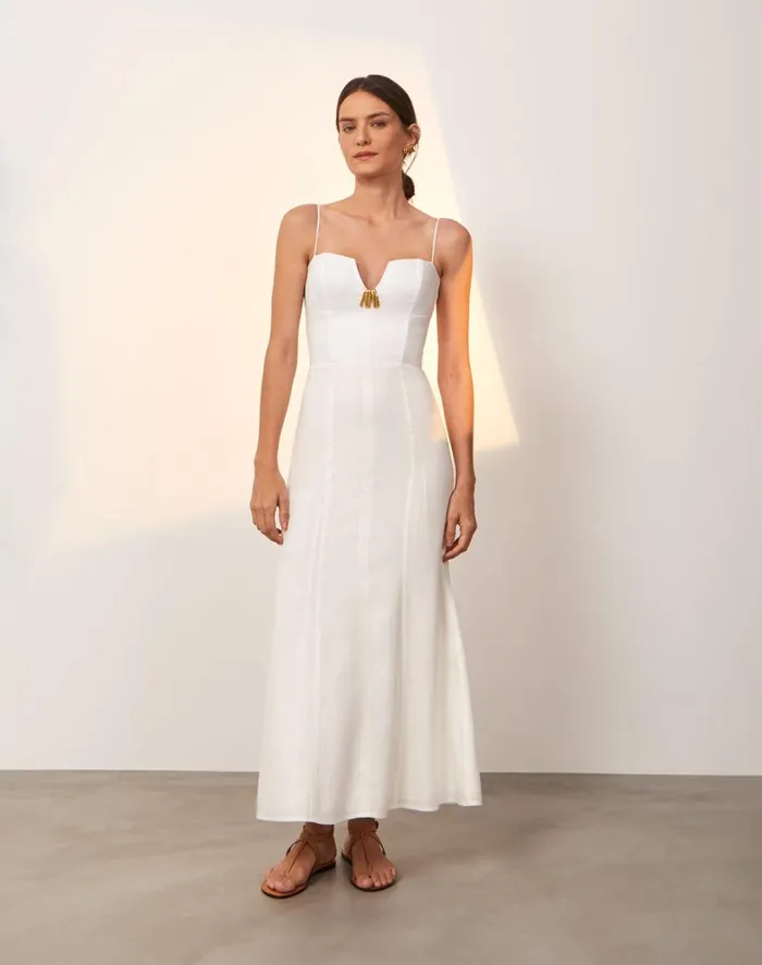 Women ViX Paula Hermanny Dresses Lilith Detail Long Dress 8211 Off White