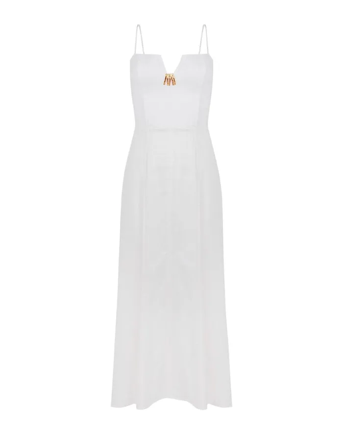 Women ViX Paula Hermanny Dresses Lilith Detail Long Dress 8211 Off White