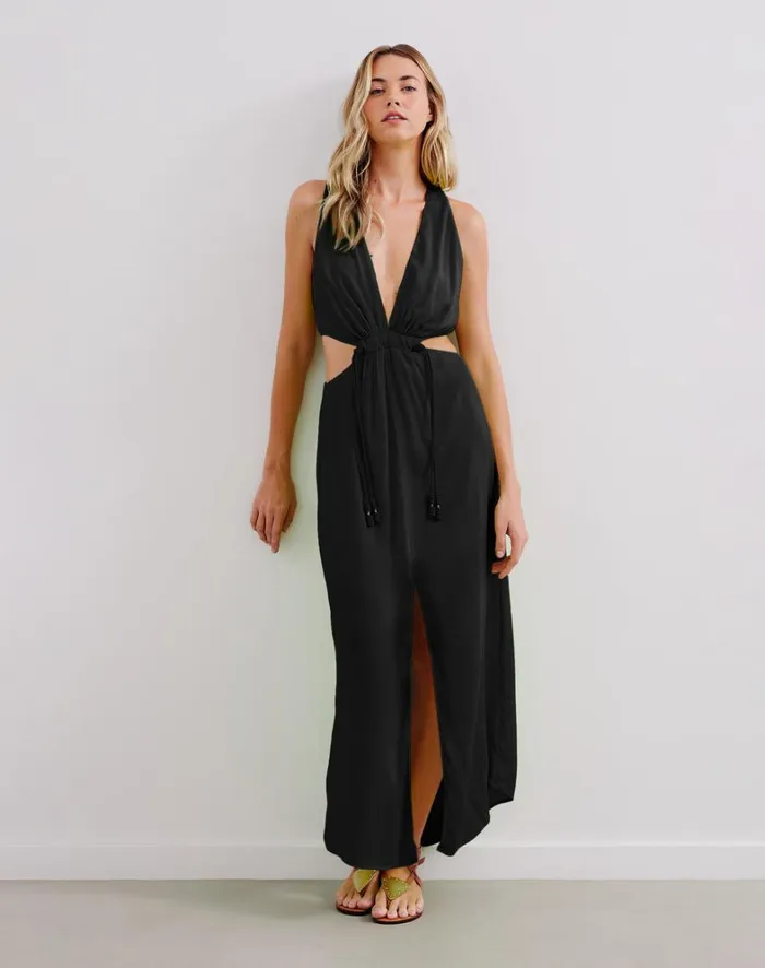 Women ViX Paula Hermanny Dresses Nayara Detail Long Dress 8211 Black