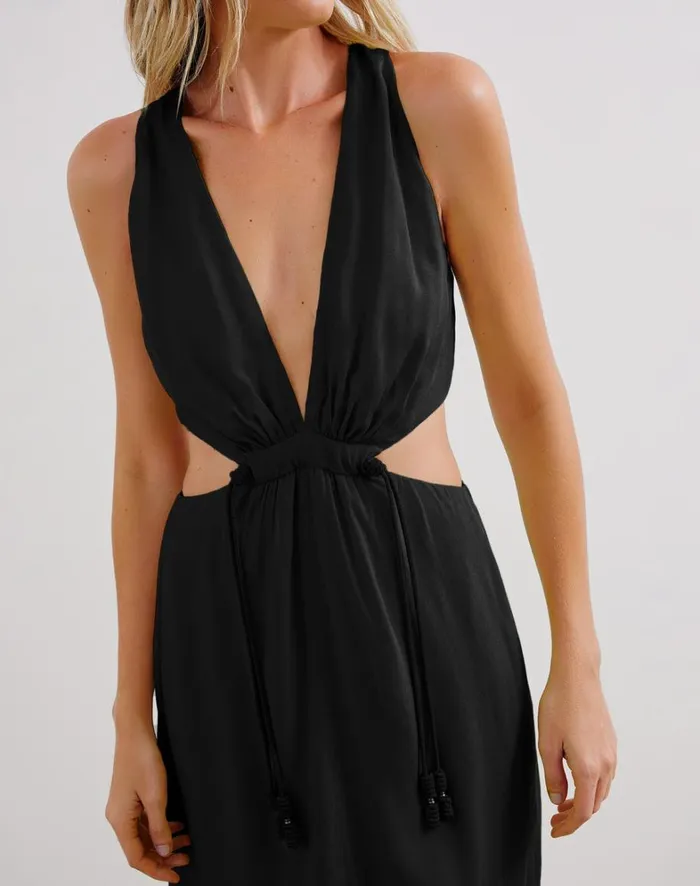 Women ViX Paula Hermanny Dresses Nayara Detail Long Dress 8211 Black