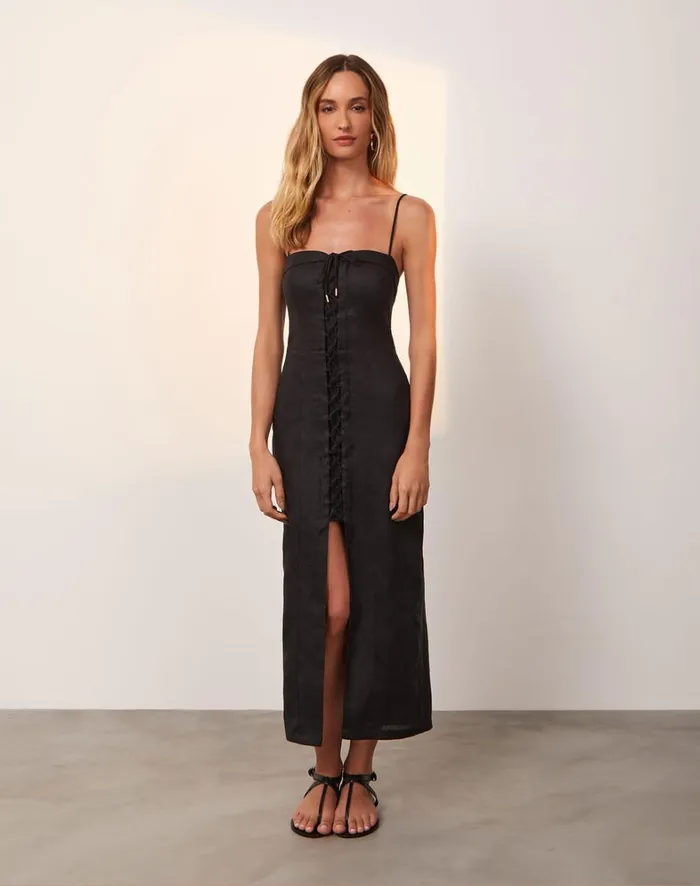 Women ViX Paula Hermanny Dresses Rubia Midi Dress 8211 Black