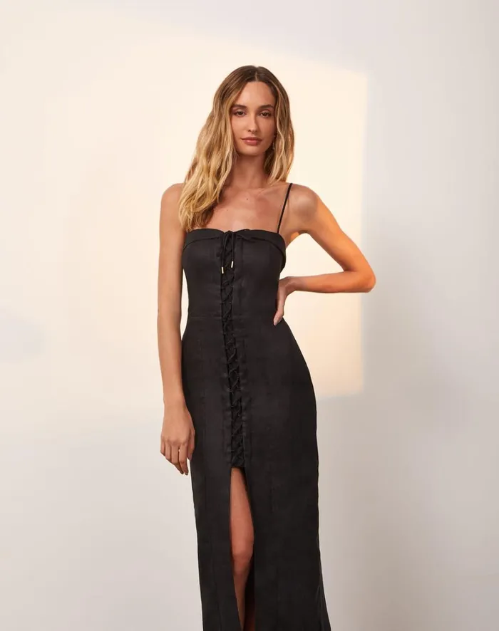 Women ViX Paula Hermanny Dresses Rubia Midi Dress 8211 Black