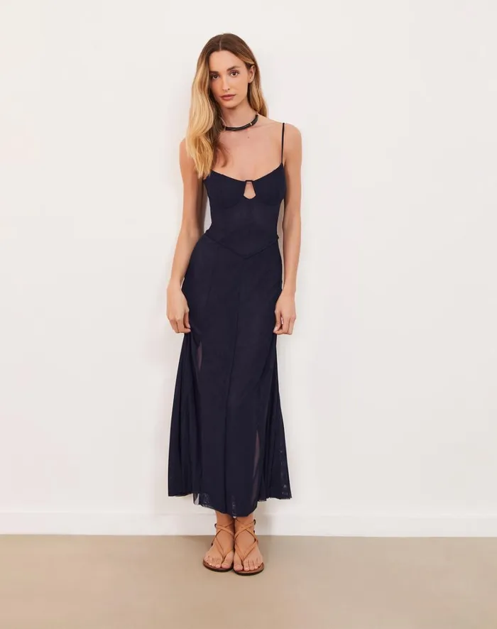 Women ViX Paula Hermanny Dresses Sheer Maya Long Dress 8211 Indigo