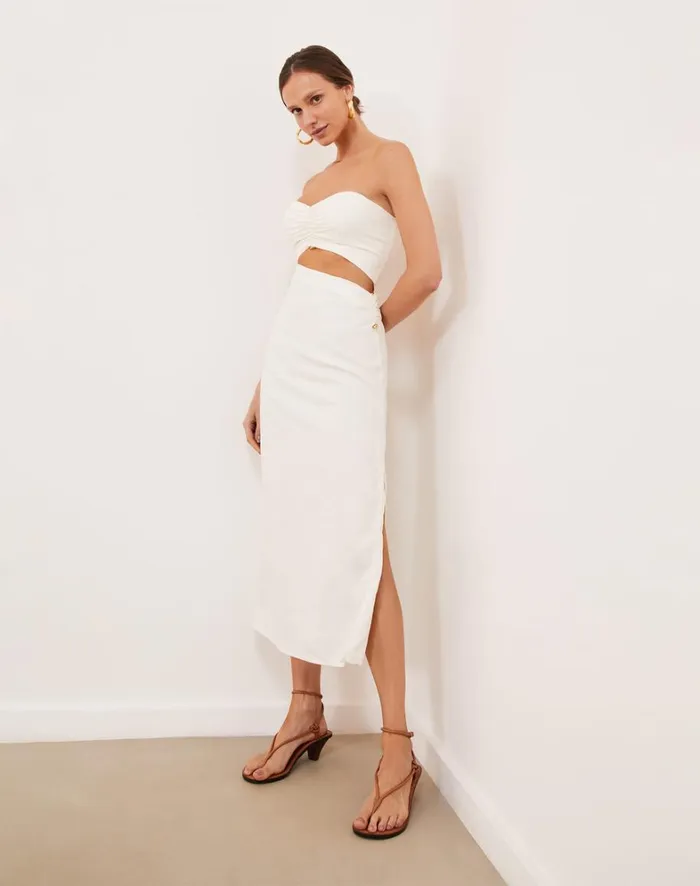 Women ViX Paula Hermanny Dresses Sonny Detail Midi Dress 8211 Off White