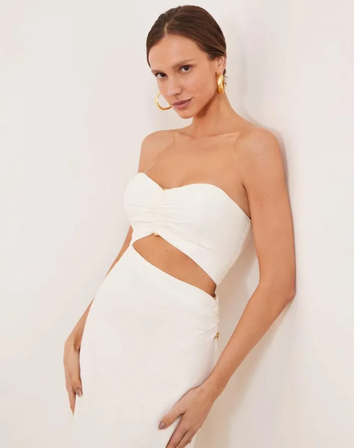 Women ViX Paula Hermanny Dresses Sonny Detail Midi Dress 8211 Off White