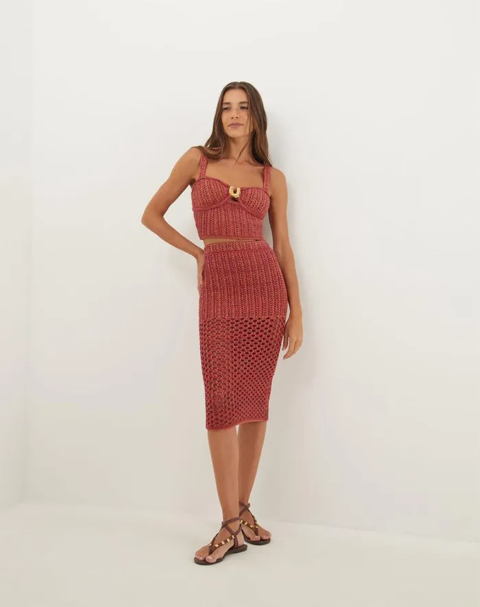 Women ViX Paula Hermanny Matching Sets Knit Aria Top 8211 Berry Burst