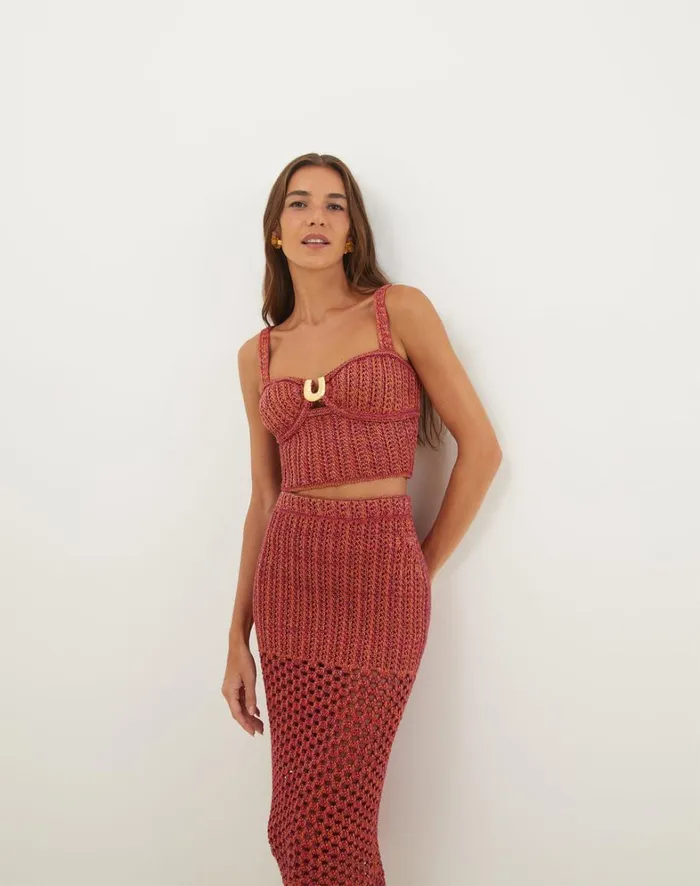Women ViX Paula Hermanny Matching Sets Knit Aria Top 8211 Berry Burst