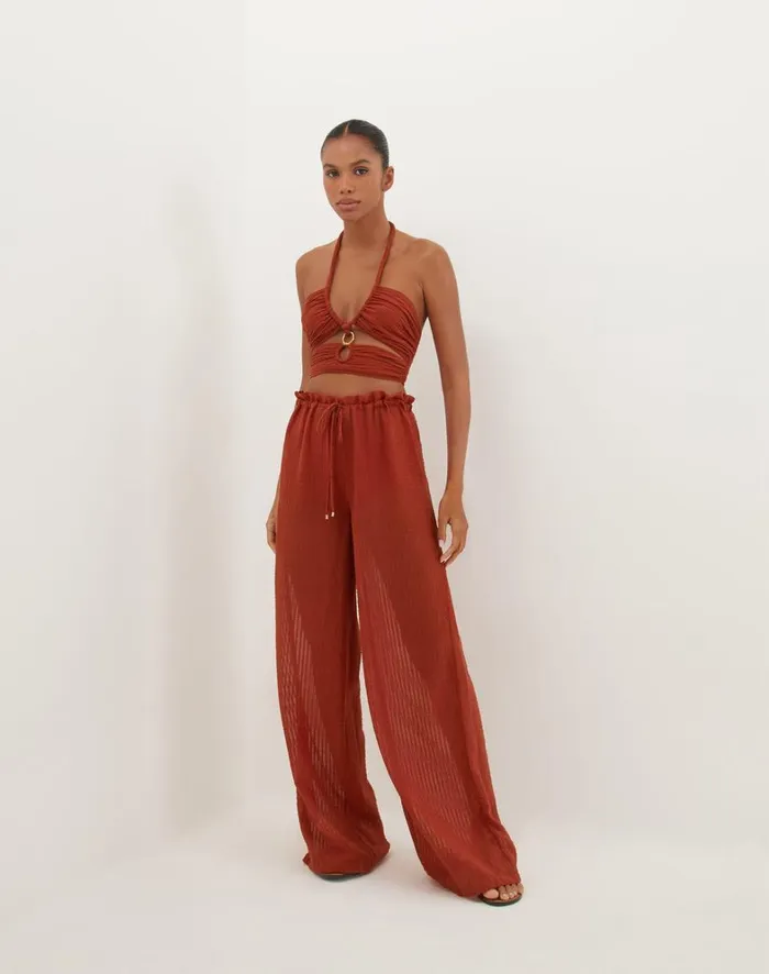 Women ViX Paula Hermanny Matching Sets Marge Detail Top 8211 Redwood